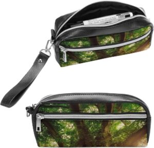 Leather Pencil Cases Thick Tree Pen Pouch Travel Cosmetic Bag for Purse Portable Makeup Brush Bag Holder Coin Purse for Women Makeup Case Purse Organizer