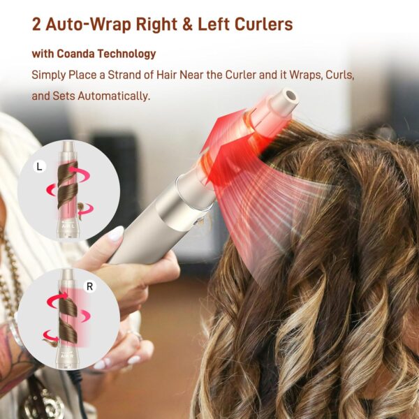 5 in 1 Hair Air Styler - Rotating Hair Dryer Brush 110000 RPM for Fast Drying & Hot-Air Automatic Wrap Curlers for Curling, Frizz-Free Blow Dryer Brush for Straightening Volumizing No Heat Damage