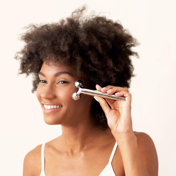 Contouring Face Roller - Skin Care Face Massager Tightens & Tones Skin Appearance, Improves Complexion, and Reduces Aging & Wrinkles, Silver