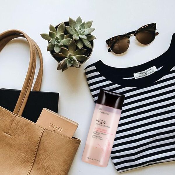 The Face Shop Oil-Free Liquid Eye Makeup Remover, Natural Rice Water Lipstick, Waterproof Mascara & Eyeliner Removal - 120 mL / 4 Oz, K-Beauty