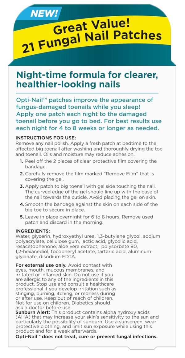 Opti-Nail Fungal Nail Renewal Patches - 21 Patches, Night-Time Treatment Improves Nail Appearance While You Sleep