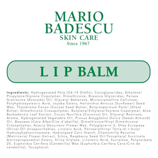 Mario Badescu Moisturizing Lip Balm for Dry Cracked Lips, Infused with Coconut Oil and Shea Butter, Ultra-Nourishing Lip Care Moisturizer for Soft, Smooth and Supple Lips