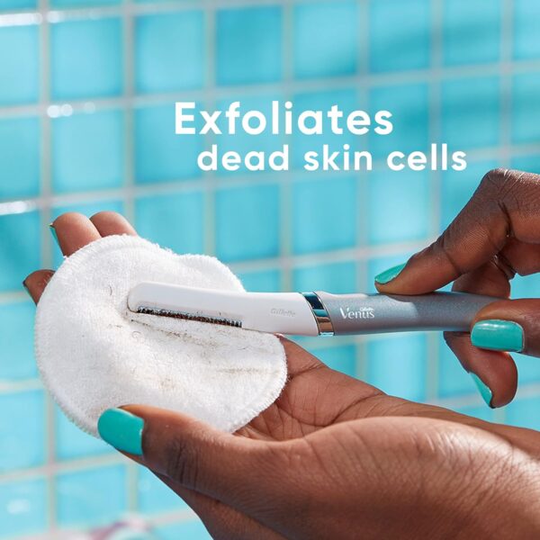 Gillette Venus Facial Razor, Exfoliating Dermaplaning Tool for Face, Replaceable Refills, Removes Fine Facial Hair, Exfoliates Dead Skin, Skin Defense Guard, Handle with 5 Blade Refills