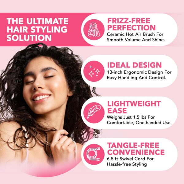 Blow Dryer Brush, 4 in 1 Styling Tools with ION Generator and Ceramic Coating for Fast Drying Hair Types, Pink