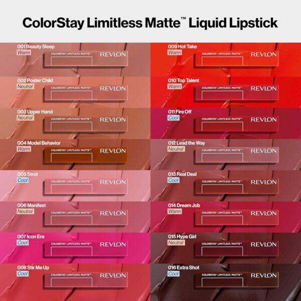 Revlon ColorStay Limitless Matte Liquid Lipstick, Vegan Formula, No-Budge, Longwear Lip Color, Long Lasting, Lightweight/Comfortable, Waterproof, 010 Top Talent, 0.17 fl oz