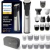 Norelco Philips Multigroom 9000 Series, All-in-One Trimmer, Beard Trimmer and Hair Clipper, 23-Piece Men's Grooming Kit for Beard, Body, Face, Nose, Ear and Intimate Areas, MG9520/50