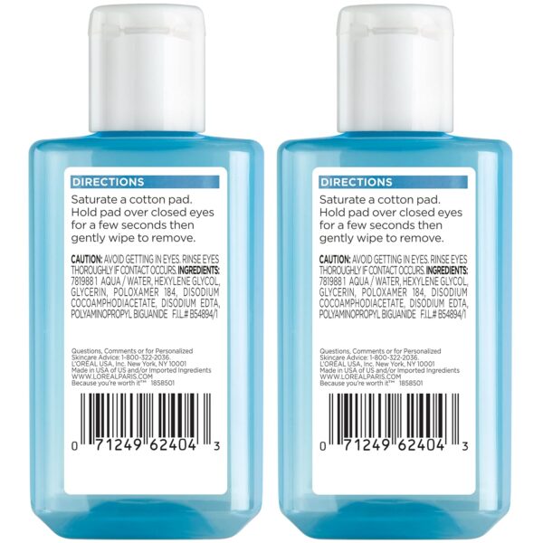 L'Oreal Paris Clean Artiste Oil Free Eye Makeup Remover, 2 Count