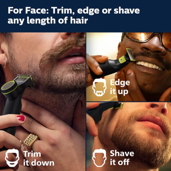 Norelco Philips OneBlade Pro 360 Face + Body, Electric Shaver, Beard Trimmer and Body Groomer, with 360 Blade Technology, 14-Length Precision Comb, Body Kit, Soft Pouch, Model QP6542/70