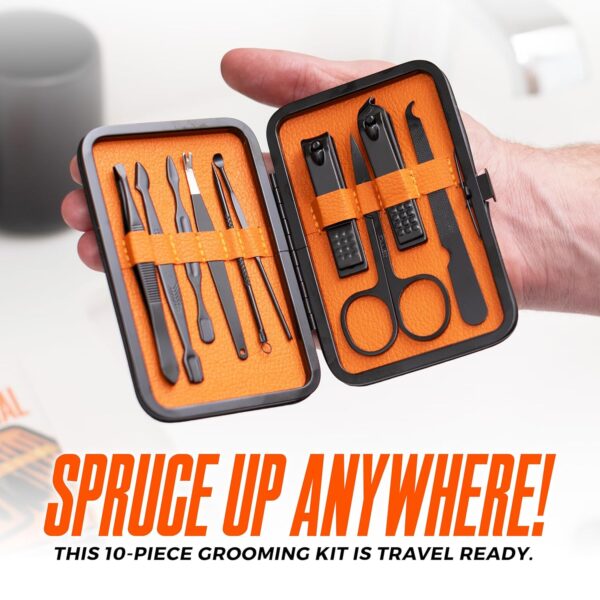 Wild Willies 10-Piece Manicure & Pedicure Kit - Multifunctional Mens Grooming Kit - Includes Nail Clippers, Scissors, Tweezers, Files - Compact Travel Manicure Set for Men & Women - All-in-One Case
