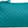 Vera Bradley Women's Cotton Trapeze Cosmetic Makeup Organizer Bag, Forever Green - Recycled Cotton, One Size