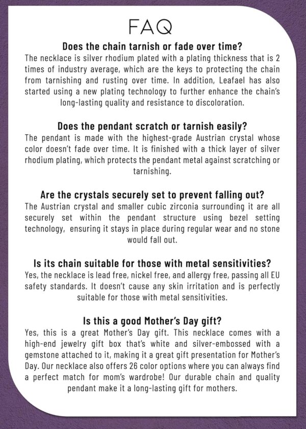 Leafael Mothers Day Gift Necklaces for Women, Infinity Love Heart Pendant with Birthstone Crystals, Silver Plated 18 plus 2 inch Chain, Birthday Jewelry for Mom and Wife