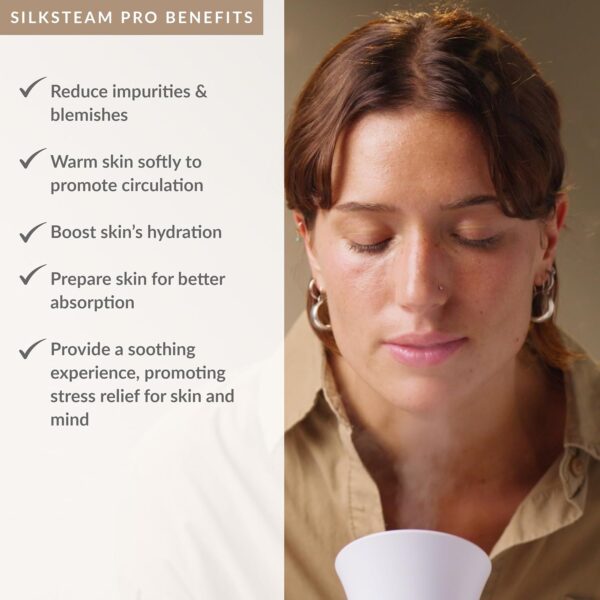 PMD SilkSteam Pro - Spa-Grade Facial Steamer with SilkSteam Technology - Rapid Start-Up - Adjustable, Directional Nozzle - Essential Oil Filters - Dewy, Hydrated Glow