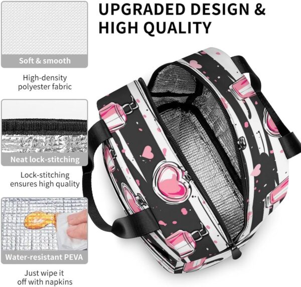 Make Up Theme Pattern with Perfume Lunch Bag Insulated Lunch Box Cooler Lunch Tote Bag for Work Travel Picnic