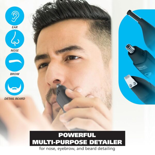 Wahl Pro Series® Rechargeable Eyebrow, Ear & Nose Hair Trimmer for Men – Painless DualTech® Eyebrow Trimmer & Facial Hair Removal Device – Model 3025656