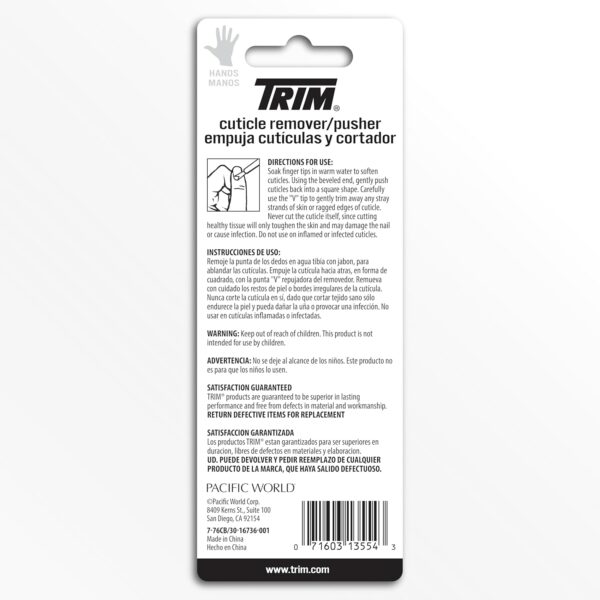 Trim Cuticle Pusher and Remover - Dual-Ended Cuticle Trimmer Tool for Manicures and Pedicures – Ergonomic Design with Non-Slip Grip – Nail Care Essential