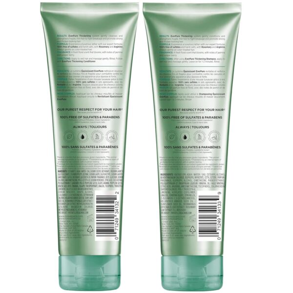 L'Oreal Paris Thickening Sulfate Free Shampoo and Conditioner, Thickens + Strengthens Thin, Fragile Hair, EverPure, 1 Hair Care Kit