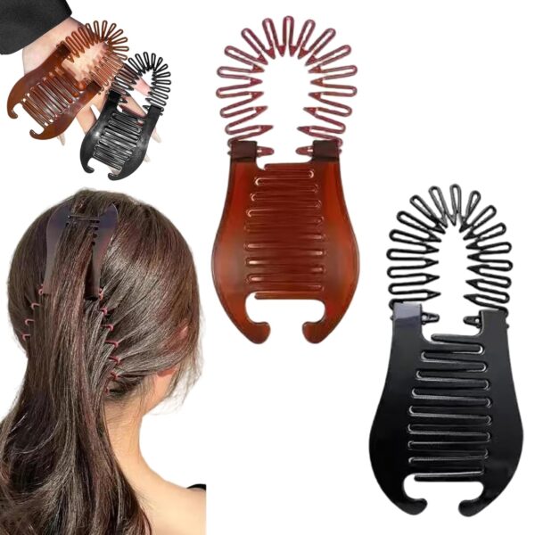 2Pcs Banana Clip, Fashionable Plastic Interlocking Soft Bendable Banana Hair Clips for Women Clincher Ponytail Styling Tools