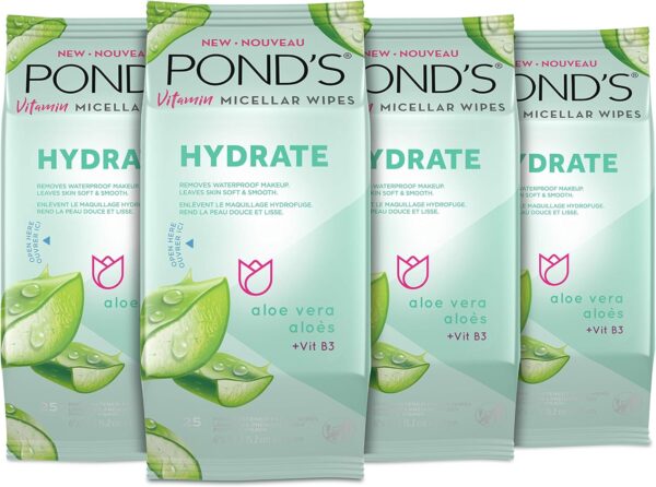 POND'S Micellar Wipes, 25 Count 4 Pack