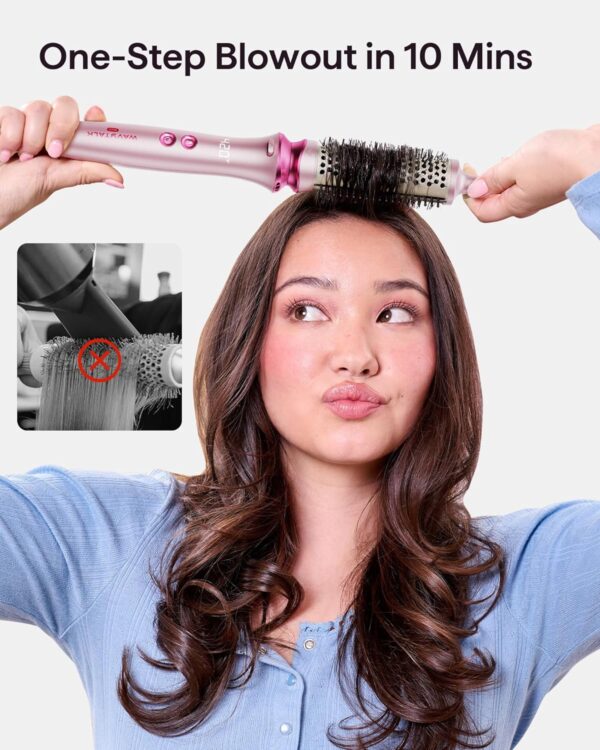 Wavytalk Thermal Brush, Wavytalk Heatwave Pro 1.5" Ionic Thermal Brush with Bilateral Ionic Outlet for Less Damage, One-Step Shiny Blowout Look, Pink