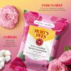 Burt's Bees, Rose Water Face Wipes, for All Skin Types, Hydrating Micellar Makeup Remover & Facial Cleansing Towelettes, 30 Count (1 Pack)