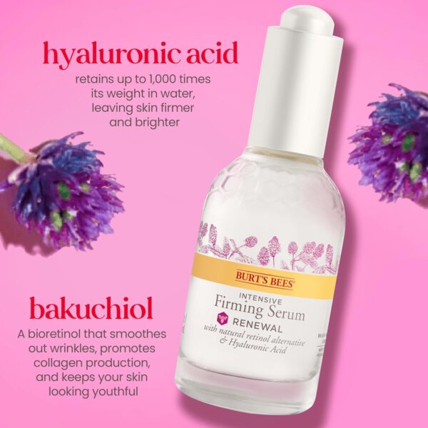 Burt's Bees Renewal Intensive Firming Serum With Natural Retinol Alternative and Hyaluronic Acid, Powerful Natural Anti-Aging Ingredients, 98.6 Percent Natural Origin Skin Care, 1 fl. oz. Bottle