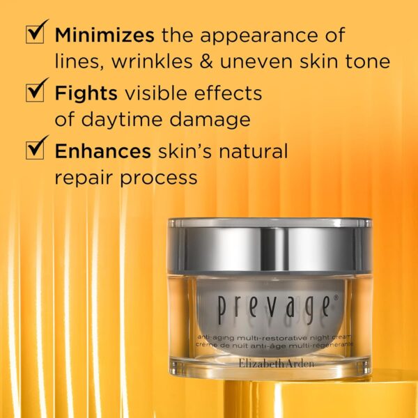 Elizabeth Arden PREVAGE Anti Aging Night Cream, Intensive Overnight Face Cream for Women, Helps Minimize Lines, Wrinkles, and Sun Damage, Works Overnight to Repair and Rejuvenate Skin, 1.7 oz Jar