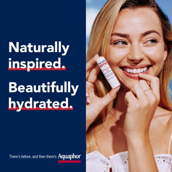 Aquaphor Naturally Inspired Lip Repair Stick with Coconut Oil and Natural Shea Butter, Hydrating Lip Balm Stick Immediately Relieves Dryness and Soothes Chapped Lips, 0.17 Oz Stick, Pack of 3