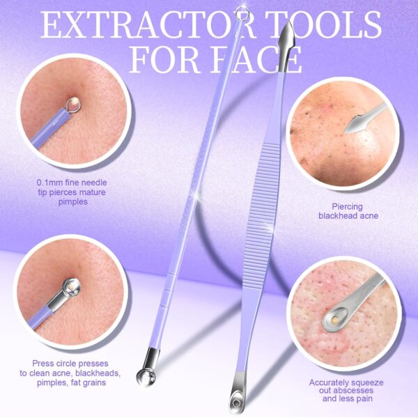Teenitor Pimple Popper Tool Kit and Blackhead Remover Tools, Ingrown Hair Tweezers, Professional Blackhead Extractor Pimple Extractor Comedone Extractor, Black Head Remover for Face