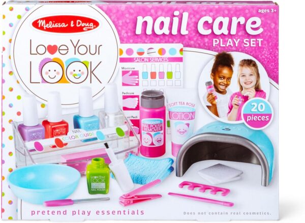 Melissa & Doug Love Your Look Pretend Nail Care Play Set – 20 Pieces for Mess-Free Play Mani-Pedis (DOES NOT CONTAIN REAL COSMETICS) , Pink
