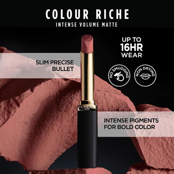 L'Oreal Paris Colour Riche Intense Volume Matte Lipstick, Lip Makeup Infused with Hyaluronic Acid for up to 16HR Wear, Worth It, 0.06 Oz