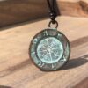 Greek Compass Men Necklace - Ancient Jewelry, Good Luck and Fortune, Guidance and Progression, Mens Gifts, Women Gift to Husband, Workers and Travelers, Best Friend Present, Patina Medallion (Patina)