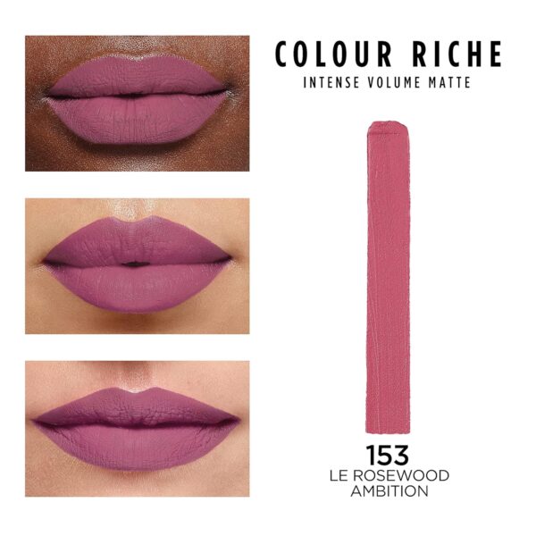 L'Oreal Paris Colour Riche Intense Volume Matte Lipstick, Lip Color Infused with Hyaluronic Acid for up to 16hr All Day Comfort, Le Rosewood Ambition, 0.06 Oz