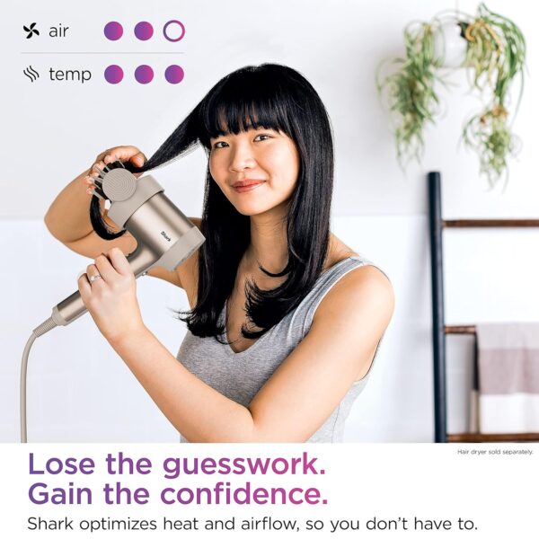 Shark XSKHD1SB IQ Styling Brush, Auto Preset Attachment for HyperAIR Blow Dryers, Rotatable Hot Brush, Styling Tools, For Straight, Wavy, Curly, and Coily Hair, Straight and Shiny Blowout, Stone