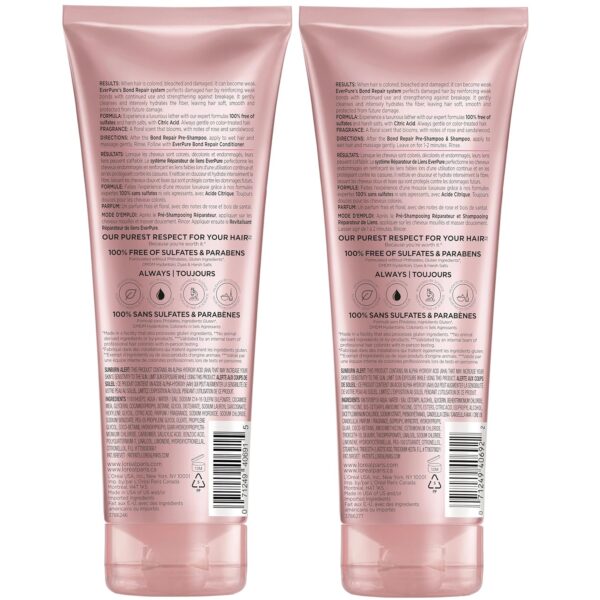 L'Oreal Paris EverPure Sulfate-Free Vegan Hair Care Kit - Shampoo and Conditioner to Strengthen and Repair Hair Bonds (Packaging May Vary)