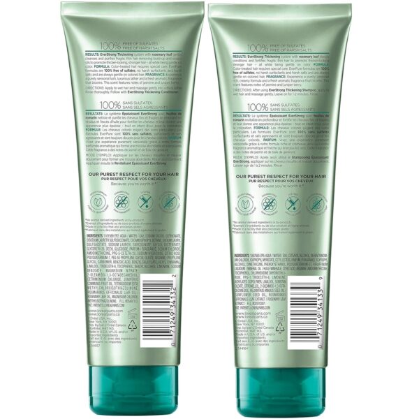 L'Oreal Paris Thickening Sulfate Free Shampoo and Conditioner, Thickens + Strengthens Thin, Fragile Hair, EverPure, 1 Hair Care Kit