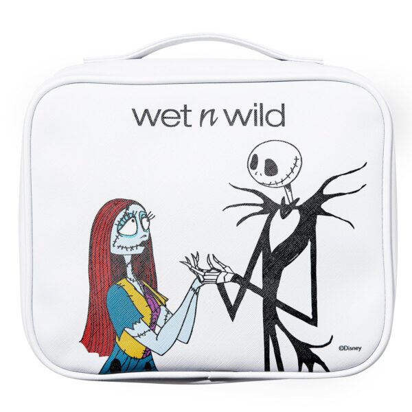wet n wild Nightmare Before Christmas Makeup Bag - Full-Zip Closure with Bat Charms, Dual-Compartment Interior, Portable Travel Case Inspired by Disney’s Iconic Film, Cruelty-Free - Jack & Sally