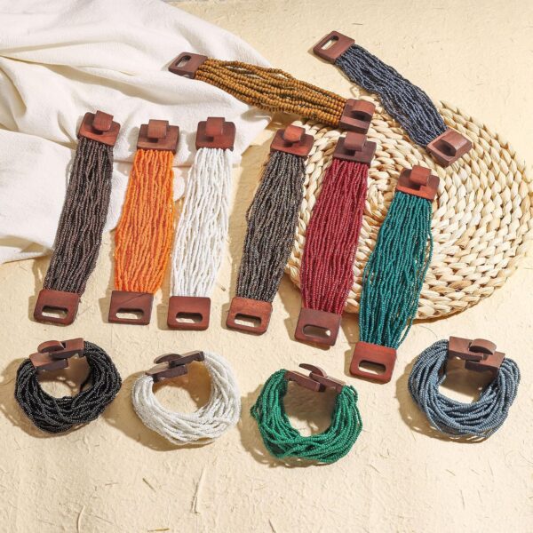 Coiris Multi Layers Seed Beads Wide Bangle Strand Bracelet for Women (BR1167)…