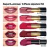 Revlon Super Lustrous 5-Piece Lipstick Gift Set, High Impact, Moisturizing, 460 Blushing Mauve & 430 Soft Silver Rose (Pearl), 775 Super Red & 777 Vampire Love (Cream), 025 Insane (Matte), 0.75 Oz