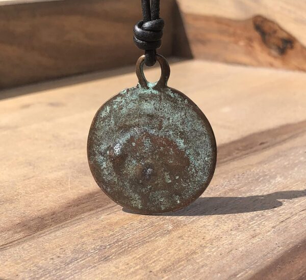 Greek Compass Men Necklace - Ancient Jewelry, Good Luck and Fortune, Guidance and Progression, Mens Gifts, Women Gift to Husband, Workers and Travelers, Best Friend Present, Patina Medallion (Patina)