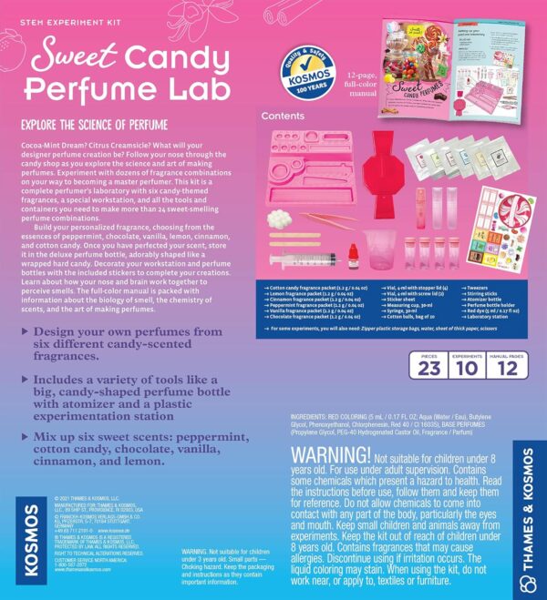 Thames & Kosmos Sweet Candy Perfume Lab STEM Kit | Design & Make Candy-Scented Perfumes! | Explore The Science of Scents | Includes Candy-Shaped Perfume Bottle with Atomizer and 6 Sweet Fragrances