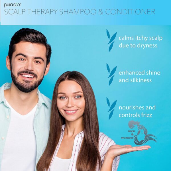 PURA D'OR Scalp Therapy Shampoo & Conditioner Set (16oz x 2) Dry, Itchy Scalp-Hydrates & Nourishes Hair w/Tea Tree, Peppermint, Argan Oil & Biotin, All Hair Type, Men Women (Packaging Varies)