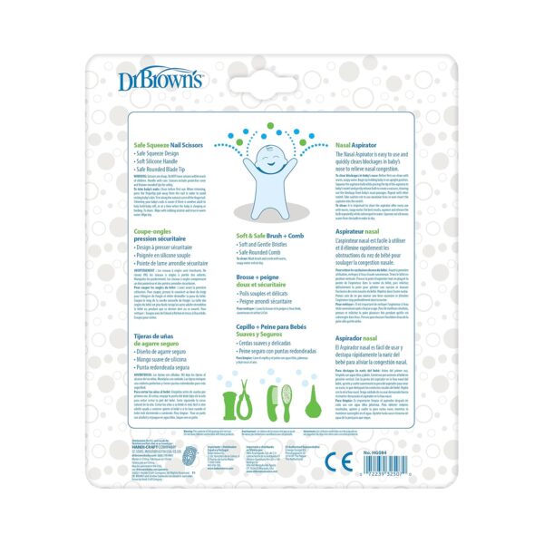 Dr. Brown's Baby Care Essentials Kit, Nail Scissors with Case, Nasal Aspirator, Cradle Cap Brush and Comb, BPA-Free