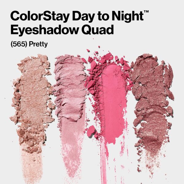 REVLON ColorStay Day to Night Eyeshadow Quad, Longwear Shadow Palette with Transitional Shades and Buttery Soft Feel, Crease & Smudge Proof, 565 Pretty, 0.16 oz