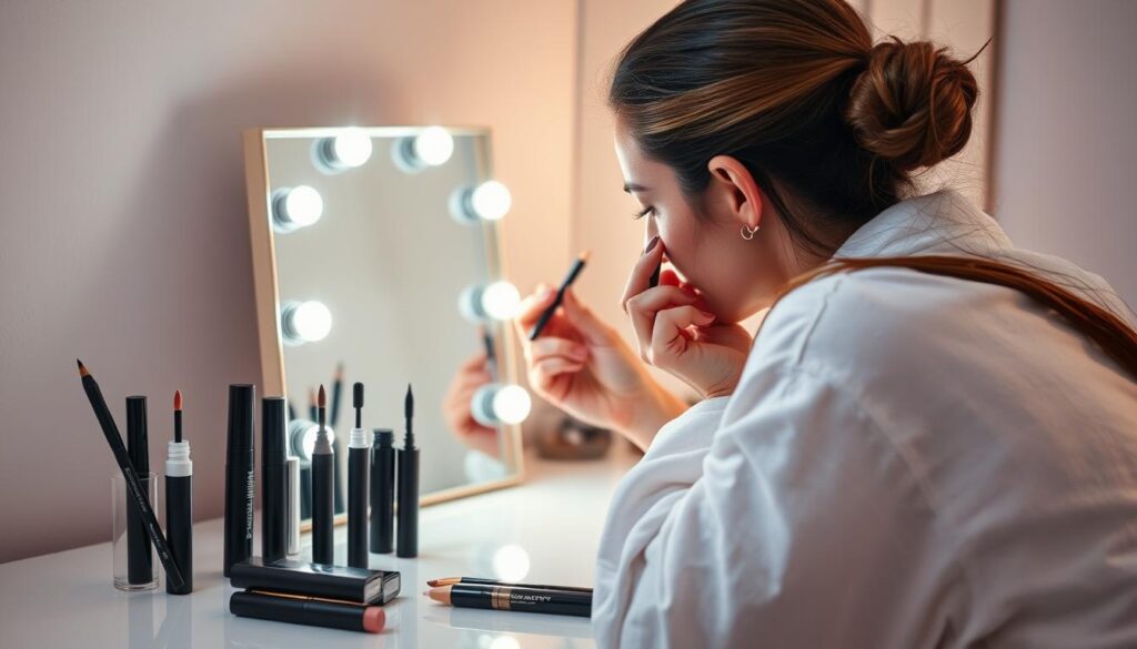 eyeliner application preparation