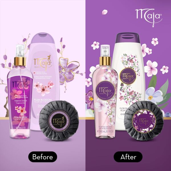 Maja Plum Blossom Soap, Perfumed Soap, Round and Luxurious Soap to Clean and Moisturize your skin, Leaves Skin Beautifully Scented and Soft, 2-Pack of 3.5 Oz, Bar Soaps …