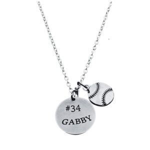 Personalized Engraved Softball Necklace with Name & Number, Custom Softball Gift, Softball Pendent Jewelry, Softball Players & Team Gifts