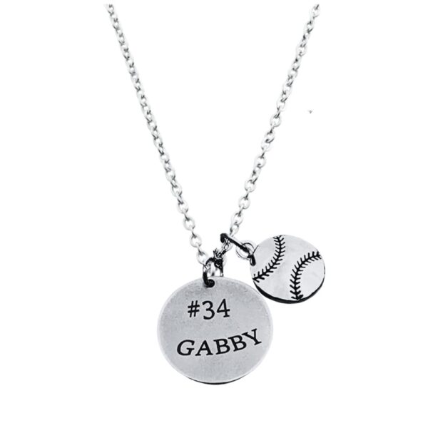 Personalized Engraved Softball Necklace with Name & Number, Custom Softball Gift, Softball Pendent Jewelry, Softball Players & Team Gifts