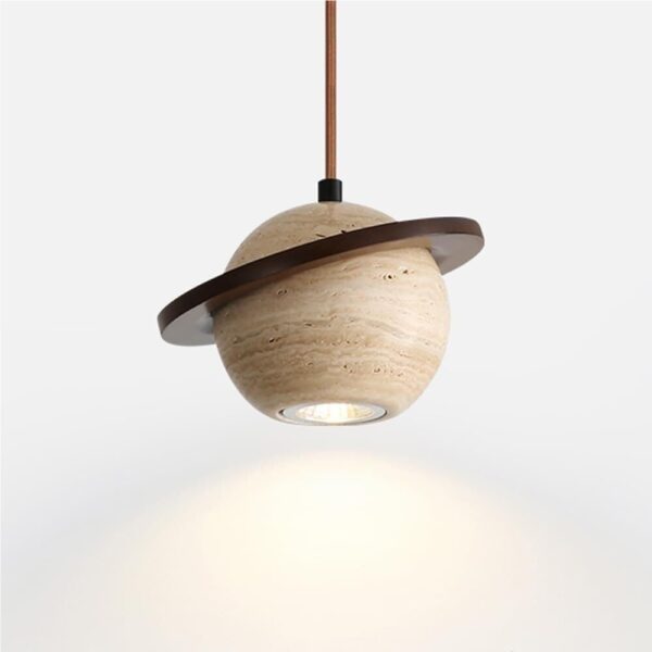 Natural Stone Spherical Chandelier Wood Mid Century Vintage Farmhouse Pendant Light Antique Rustic Hanging Lamp Ceiling Light Fixture for Bedroom Kitchen Island Dining Room Living Room G9 Base