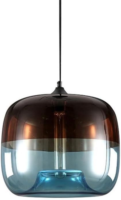 Vintage Glass Iron Art Pendant Light Simple Restaurant Hanging Light with E26/E27 Base Warm Light Hanging Lamp for Living Room(Blue)