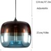 Vintage Glass Iron Art Pendant Light Simple Restaurant Hanging Light with E26/E27 Base Warm Light Hanging Lamp for Living Room(Blue)